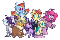 Size: 1434x972 | Tagged: safe, artist:lucheek, derpibooru import, applejack, fluttershy, pinkie pie, rainbow dash, rarity, sunset shimmer, twilight sparkle, abyssinian, anthro, changedling, changeling, classical hippogriff, dragon, gryphon, hippogriff, pony, unicorn, yak, g4, abyssinianized, alternate universe, appleyak, changedlingified, changelingified, classical hippogriffied, cloven hooves, colored hooves, cute, dashabetes, diapinkes, dragoness, dragonified, ear fluff, female, flutterling, griffarity, griffonized, hippo pie, hippogriffied, hooves, horn, image, jackabetes, jewelry, mane six, necklace, nyanset shimmer, png, rainbow dragon, raribetes, shimmerbetes, simple background, species swap, transparent background, twiabetes, unicorn twilight, yakified