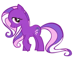 Size: 999x805 | Tagged: safe, artist:vernorexia, derpibooru import, earth pony, pony, g4, cute, female, g4 wysteriadorable, image, mare, multicolored mane, multicolored tail, pink mane, pink tail, png, purple eyes, purple mane, purple tail, raised hoof, recolor, simple background, tail, transparent background, white mane, white tail, wysteria (g4)