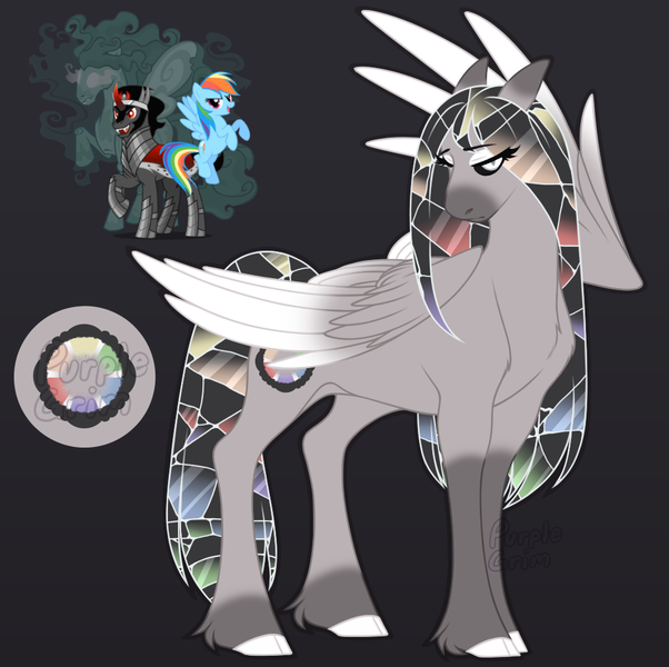 Size: 1004x1000 | Tagged: safe, artist:purplegrim40, derpibooru import, king sombra, rainbow dash, oc, pegasus, pony, g4, female, image, mare, offspring, parent:king sombra, parent:rainbow dash, parents:sombradash, png