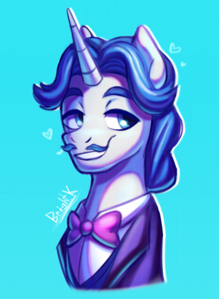 Size: 806x1102 | Tagged: safe, artist:bkiltersot, derpibooru import, fancypants, pony, unicorn, g4, bowtie, bust, eyestrain warning, horn, image, male, png, simple background, solo, stallion