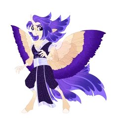 Size: 5600x6000 | Tagged: safe, artist:gigason, derpibooru import, oc, oc:violet valor, hybrid, absurd resolution, clothes, colored wings, female, image, interspecies offspring, magical lesbian spawn, offspring, parent:captain celaeno, parent:twilight sparkle, png, simple background, solo, transparent background, two toned wings, wings