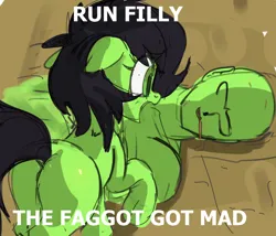 Size: 946x808 | Tagged: safe, artist:anonymous, oc, oc:anon, oc:anonfilly, unofficial characters only, pony, /mlp/, 4chan, angry, butt, drawthread, duo, female, filly, floppy ears, image, plot, png, raised leg, self ponidox