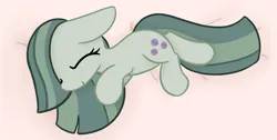 Size: 1862x935 | Tagged: safe, artist:violavaquita, ponerpics import, marble pie, earth pony, pony, bed, image, png, sleeping, smiling, solo