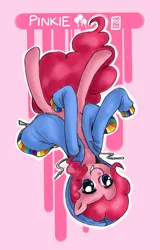 Size: 766x1200 | Tagged: artist needed, safe, derpibooru import, pinkie pie, g4, clothes, female, hoodie, image, jpeg, solo, upside down