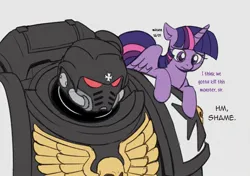 Size: 1200x844 | Tagged: safe, artist:mixuen_chan, derpibooru import, twilight sparkle, twilight sparkle (alicorn), alicorn, human, pony, g4, black templars, image, jpeg, meme, space marine, warhammer (game), warhammer 40k