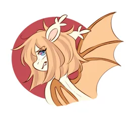 Size: 807x757 | Tagged: safe, artist:cheekipone, ponerpics import, oc, oc:honey milk, unofficial characters only, bat pony, pony, angry, bat pony oc, bat wings, bust, ear tufts, fangs, female, floppy ears, freckles, furrowed brow, gritted teeth, image, looking back, mare, one wing out, passepartout, png, portrait, solo, spread wings, unshorn fetlocks, wings