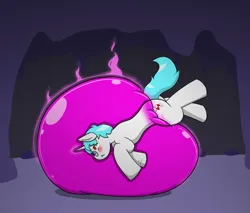 Size: 900x765 | Tagged: safe, artist:defilerzero, derpibooru import, oc, oc:minty candy, unofficial characters only, pony, unicorn, blushing, bondage, cave, encasement, horn, image, magic, png, sequence, slime, solo, story included