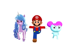 Size: 1920x1200 | Tagged: safe, artist:puzzlshield2, derpibooru import, izzy moonbow, pony, g5, 3d, come and learn with pibby!, crossover, image, mario, mmd, pibby, png, running, simple background, smg4, super mario, transparent background