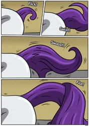 Size: 2480x3507 | Tagged: safe, artist:rex-equinox, derpibooru import, rarity, latex pony, original species, pony, g4, comic, high res, human to pony, image, jpeg, latex, living latex, tail, tail growth, transformation