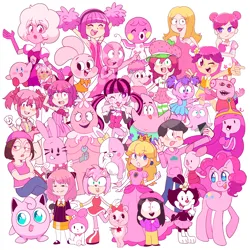 Size: 3000x3000 | Tagged: safe, artist:annazeee, derpibooru import, pinkie pie, earth pony, human, jigglypuff, pony, g4, abby cadabby, adventure time, ami onuki, amy rose, animaniacs, anya forger, crossover, dot warner, draculaura, family guy, finding nemo, foofa, giggles (happy tree friends), happy tree friends, hi hi puffy ami yumi, image, kirby, kirby (series), lazytown, loads and loads of characters, madoka kaname, magical girl, meg griffin, momomiya ichigo, monster high, my little pony, my melody, osomatsu-san, patrick star, pearl (finding nemo), peppa pig, peppa pig (character), piglet, pink, pink diamond (steven universe), png, pokémon, princess bubblegum, princess peach, puella magi madoka magica, sanrio, sesame street, sonic the hedgehog (series), south park, spongebob squarepants, spy x family, stephanie meanswell, steven universe, strawberry shortcake, strawberry shortcake (character), super mario, super mario bros., the backyardigans, todomatsu matsuno, tokyo mew mew, uniqua, wendy testaburger, widget, winnie the pooh, wow! wow! wubbzy!, yo gabba gabba!