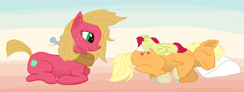 Size: 1235x468 | Tagged: artist needed, safe, derpibooru import, apple bloom, applejack, big macintosh, earth pony, pony, g4, apple siblings, apple sisters, applebuck, applejack (male), brother and sister, female, foal, image, incest, jpeg, macareina, male, rule 63, siblings, sisters, sleeping, trio