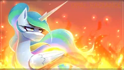 Size: 3000x1688 | Tagged: safe, artist:opal_radiance, derpibooru import, daybreaker, princess celestia, pony, unicorn, equestria at war mod, g4, horn, image, png, solo