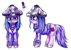 Size: 4606x3201 | Tagged: safe, artist:buttercupsaiyan, derpibooru import, oc, oc:jellycap, unofficial characters only, mushroom pony, original species, pony, female, image, mare, mushroom, png, purple, reference sheet, simple background, solo, white background