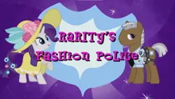 Size: 1366x768 | Tagged: safe, derpibooru import, screencap, night watch, rarity, vigilance, pony, g4, image, png, rarity's fashion police