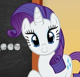 Size: 266x255 | Tagged: safe, derpibooru import, rarity, pony, unicorn, g4, ..., cropped, english, female, gameloft, horn, image, looking at you, mare, meme, png, smiling, smiling at you, text, wow! glimmer