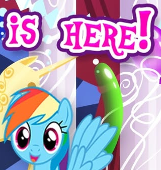 Size: 320x339 | Tagged: safe, derpibooru import, rainbow dash, pegasus, pony, g4, balloon, canterlot castle, canterlot castle interior, cropped, english, female, gameloft, image, indoors, looking at you, mare, meme, png, solo, statue, text, wings, wow! glimmer