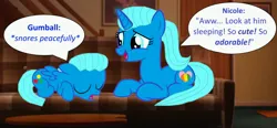 Size: 3388x1568 | Tagged: safe, artist:memeartboi, derpibooru import, ponified, pegasus, pony, unicorn, g4, beautiful, calm, colt, comfy, couch, cute, cuteness overload, daaaaaaaaaaaw, duo, duo male and female, eyes closed, eyes open, female, foal, gumball watterson, heart, heart cutiemark, horn, image, indoors, jpeg, little boy, living room, lying down, male, mare, mother, mother and child, mother and son, motherly, motherly love, nicole watterson, open mouth, open smile, peaceful, pegasus wings, precious, sleeping, smiling, snore, snoring, speech bubble, spread wings, text, the amazing world of gumball, too cute, unicorn horn, wings