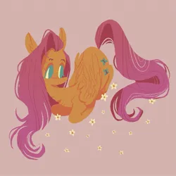 Size: 1093x1093 | Tagged: safe, artist:astroeden, derpibooru import, fluttershy, pegasus, pony, g4, cute, female, flower, folded wings, image, jpeg, looking away, lying, lying down, mare, no pupils, pink background, ponyloaf, prone, shyabetes, simple background, smiling, solo, turned head, wings