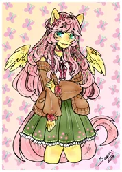 Size: 2500x3507 | Tagged: safe, artist:seuris1, derpibooru import, fluttershy, anthro, human, equestria girls, g4, element of generosity, element of honesty, element of kindness, element of laughter, element of loyalty, element of magic, elements of harmony, humanized, image, png, solo