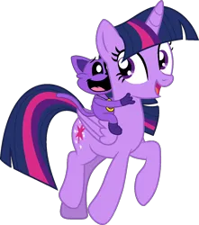 Size: 1097x1242 | Tagged: safe, artist:stephen-fisher, derpibooru import, twilight sparkle, twilight sparkle (alicorn), alicorn, cat, pony, g4, catnap, female, image, male, png, poppy playtime, riding, riding a pony, simple background, transparent background