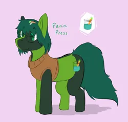 Size: 2043x1953 | Tagged: safe, artist:misciblemyles, derpibooru import, oc, oc:panini press, unofficial characters only, pony, cutie mark, hairpin, image, png, solo, sweater vest, tail, two toned coat