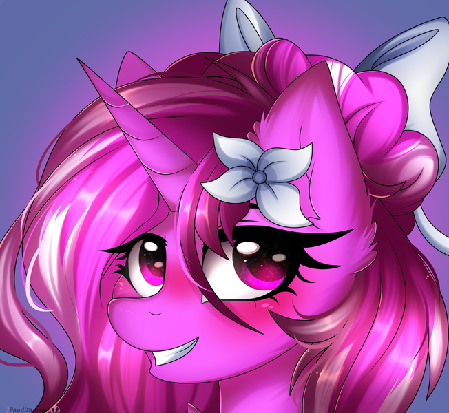 Size: 2639x2428 | Tagged: safe, artist:2pandita, derpibooru import, oc, oc:cherry blossom, pony, blushing, bust, cute, female, image, mare, png, smiling, solo