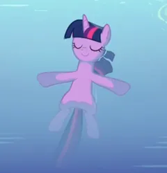 Size: 383x399 | Tagged: safe, derpibooru import, edit, edited screencap, screencap, twilight sparkle, pony, unicorn, deep tissue memories, g4, spoiler:deep tissue memories, belly, cropped, eyes closed, female, floating, horn, image, lounging, mare, my little pony: friendship is forever, png, relaxed, smiling, solo, swimming pool, unicorn twilight, water, wingless, wingless edit