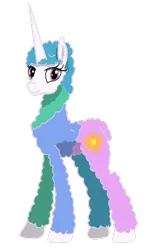 Size: 640x1048 | Tagged: safe, artist:visserex52, derpibooru import, princess celestia, alicorn, hybrid, llama, pony, unicorn, g4, female, fluffy, horn, image, long horn, long legs, mare, png, simple background, tall, transparent background, wingless