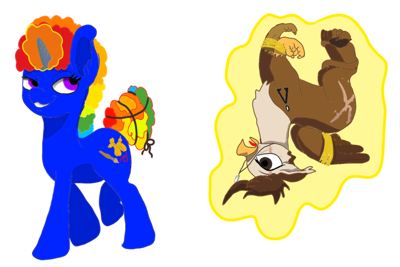 Size: 1618x1080 | Tagged: suggestive, artist:visserex52, derpibooru import, oc, oc:darien platecrête, oc:snickerdoodles, gryphon, unicorn, captured, floating, horn, image, kidnapped, magic, png