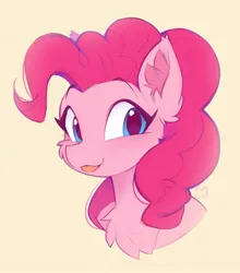 Size: 1429x1624 | Tagged: safe, artist:lerk, derpibooru import, pinkie pie, earth pony, pony, g4, bust, cheek fluff, chest fluff, cute, diapinkes, ear fluff, female, image, jpeg, looking at you, mare, open mouth, open smile, ponk, portrait, smiling, smiling at you, solo