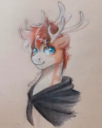 Size: 1080x1350 | Tagged: safe, artist:momoalistair, derpibooru import, oc, unofficial characters only, pony, antlers, cloak, clothes, image, jpeg, male, solo, stallion, traditional art