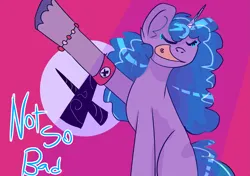 Size: 2935x2064 | Tagged: safe, anonymous artist, derpibooru import, izzy moonbow, unicorn, comic:not so bad, g5, blue mane, blue tail, bracelet, fluffy mane, friendship bracelet, horn, horn markings, horns, image, jewelry, nazi, nazi flag, not so bad (spys are forever), png, raised hoof, sieg heil, tail