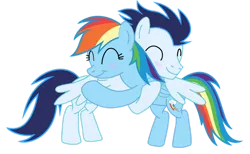 Size: 1280x791 | Tagged: safe, artist:soarindasher10, derpibooru import, rainbow dash, soarin', pegasus, pony, g4, female, hug, image, male, mare, png, shipping, simple background, soarindash, stallion, straight, transparent background