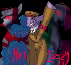 Size: 2258x2064 | Tagged: safe, anonymous artist, derpibooru import, izzy moonbow, sunny starscout, zipp storm, pegasus, unicorn, comic:world war 2, g5, adolf hitler, armband, axis powers, benito mussolini, fascist italy, heil hitler, heil moonbow, hirohito, hiroscout, horn, horn markings, image, imperial japan, izzy hitler, japanese empire, nazi, nazi armband, nazi germany, png, racism, sieg heil, world war ii, zipp mussolini