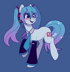 Size: 963x985 | Tagged: safe, artist:eadekki, derpibooru import, ponified, earth pony, pony, clothes, hatsune miku, image, jpeg, necktie, pigtails, solo, vocaloid