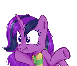 Size: 2400x2048 | Tagged: artist needed, oc name needed, safe, oc, alicorn, pony, /mlp/, /ptfg/, 4chan, alicorn oc, clothes, horn, image, png, purple alicorn (fo:e), scarf, shrug, simple background, solo, transparent background, wings