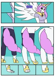 Size: 750x1050 | Tagged: dead source, safe, artist:sephirothwolf, derpibooru import, princess celestia, oc, alicorn, anthro, human, pony, g4, anthro to pony, character to character, comic, female, human oc, human to pony, image, mare, png, transformation, transformation sequence, twinning