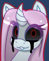 Size: 2015x2512 | Tagged: safe, artist:askhypnoswirl, derpibooru import, oc, unnamed oc, unofficial characters only, changeling, black eye, bleeding eyes, changeling oc, commission, eyelashes, female, horn, icon, image, looking at you, patreon, png, solo, solo female