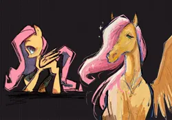 Size: 2360x1640 | Tagged: safe, artist:meowmeows, derpibooru import, fluttershy, pegasus, pony, g4, female, hoers, image, jpeg, lidded eyes, mare, solo, sparkles