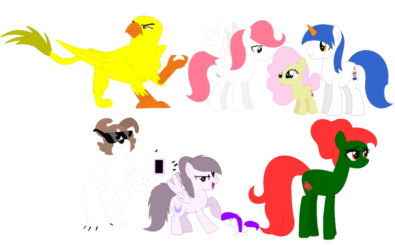 Size: 1732x1076 | Tagged: safe, artist:meghan12345, derpibooru import, ponified, diamond dog, dog, earth pony, gryphon, jack russell terrier, pegasus, pony, unicorn, g4, a duck (battle for dream island), battle for dream island, colored horn, diamond dogified, evidence bag (battle for dream island), female, filly, foal, folded wings, frozen yogurt (battle for dream island), glue (battle for dream island), griffonized, group, horn, image, lidded eyes, male, mare, open mouth, open smile, pastel feather (battle for dream island), phone, png, purple girl (battle for dream island), rose (battle for dream island), selfie dog (battle for dream island), simple background, smiling, species swap, spread wings, stallion, stick pony, sunglasses, transparent background, wings