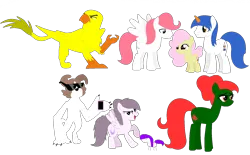 Size: 1732x1076 | Tagged: safe, artist:meghan12345, derpibooru import, ponified, diamond dog, dog, earth pony, gryphon, jack russell terrier, pegasus, pony, unicorn, g4, a duck (battle for dream island), battle for dream island, colored horn, diamond dogified, evidence bag (battle for dream island), female, filly, foal, folded wings, frozen yogurt (battle for dream island), glue (battle for dream island), griffonized, group, horn, image, lidded eyes, male, mare, open mouth, open smile, pastel feather (battle for dream island), phone, png, purple girl (battle for dream island), rose (battle for dream island), selfie dog (battle for dream island), simple background, smiling, species swap, spread wings, stallion, stick pony, sunglasses, transparent background, wings