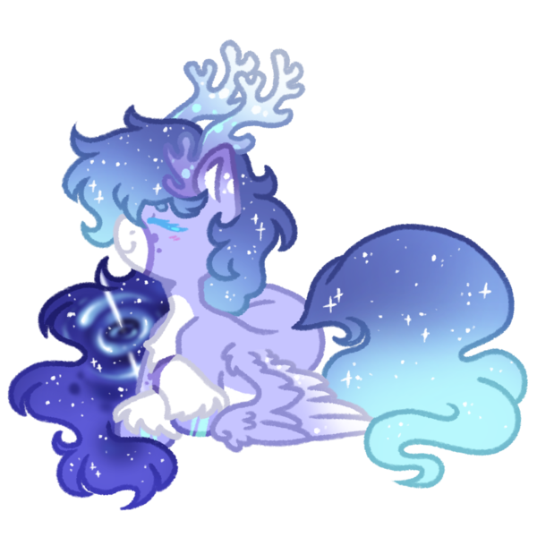 Size: 1000x1000 | Tagged: safe, artist:kazmuun, derpibooru import, oc, unofficial characters only, pegasus, pony, antlers, female, image, lying down, mare, png, prone, simple background, solo, transparent background