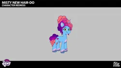 Size: 2844x1602 | Tagged: safe, derpibooru import, pony, unicorn, g5, my little pony: tell your tale, leak, spoiler:g5, spoiler:my little pony: tell your tale, spoiler:tyts02e32, blue coat, coat markings, curls, curly mane, curly tail, female, gradient mane, green eyes, horn, image, lil critter workshop, magic mirror (episode), mare, misty brightdawn, png, rebirth misty, socks (coat marking), tail, unshorn fetlocks