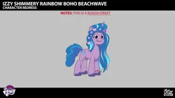 Size: 2844x1602 | Tagged: safe, derpibooru import, izzy moonbow, pony, unicorn, g5, my little pony: tell your tale, leak, spoiler:g5, spoiler:my little pony: tell your tale, spoiler:tyts02e32, alternate hairstyle, blue mane, blue tail, female, flower, gradient mane, horn, image, lil critter workshop, looking at you, magic mirror (episode), mare, png, purple coat, purple eyes, purple hooves, smiling, smiling at you, tail