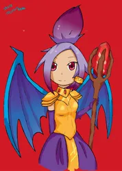 Size: 1557x2190 | Tagged: safe, artist:kalipoart, derpibooru import, princess ember, oc, human, g4, 2017, armor, bloodstone scepter, clothes, cosplay, costume, fake wings, female, gloves, image, jpeg, long gloves, red background, simple background, solo