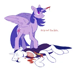 Size: 1100x1000 | Tagged: grimdark, artist:beyhr, chancellor neighsay, twilight sparkle, twilight sparkle (alicorn), alicorn, pony, unicorn, g4, alternate eye color, blood, blood on horn, bloody mouth, bone, cape, clothes, current events, dead, decapitated, decapitation, duo, eyes closed, female, halftone, horn, image, implied murder, lying down, male, mare, mouthpiece, out of character, partially open wings, pink eyes, pixel-crisp art, png, politics, profile, raised hoof, severed head, side, signature, stallion, standing, standing on three hooves, unicorn horn, win, wings