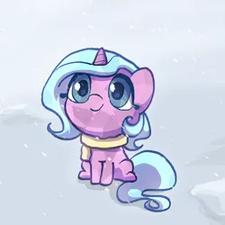 Size: 2048x2048 | Tagged: safe, artist:brella, derpibooru import, idw, radiant hope, pony, unicorn, g4, clothes, horn, image, png, scarf, snow, solo