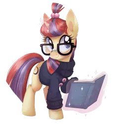 Size: 1092x1200 | Tagged: safe, artist:toxiccolour, derpibooru import, moondancer, pony, unicorn, g4, book, clothes, cute, dancerbetes, digital art, female, glasses, glow, glowing horn, horn, image, magic, mare, png, simple background, solo, sweater, telekinesis, transparent background