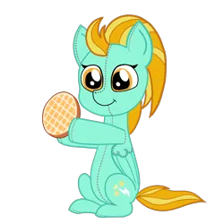 Size: 2048x2048 | Tagged: safe, artist:felisamafeles, derpibooru import, lightning dust, pegasus, pony, g4, cute, digital art, food, image, plushie, png, simple background, sitting, smiling, solo, transparent background, waffle