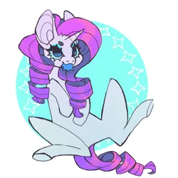 Size: 850x850 | Tagged: safe, artist:cutesykill, derpibooru import, rarity, pony, unicorn, g4, beanbrows, big ears, blue eyes, blue eyeshadow, blue sclera, blue teeth, circle background, colored eyebrows, colored pinnae, colored sclera, colored teeth, eyebrows, eyelashes, eyeshadow, female, horn, image, lidded eyes, makeup, mare, no catchlights, png, purple mane, purple tail, raised hoof, raised hooves, ringlets, sharp teeth, sitting, solo, spread legs, spreading, tail, teeth, thick eyelashes, three quarter view, underhoof, unicorn horn, white coat